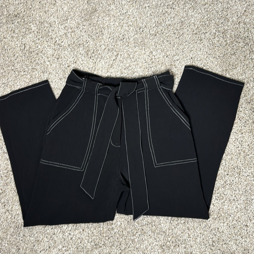 All in Favor Black Pant with White stitching Size Medium